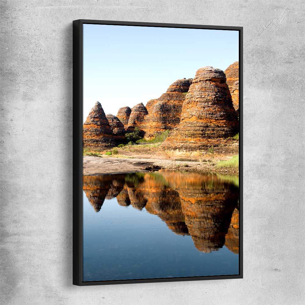 Floral print of Bungles Reflection with black framed canvas