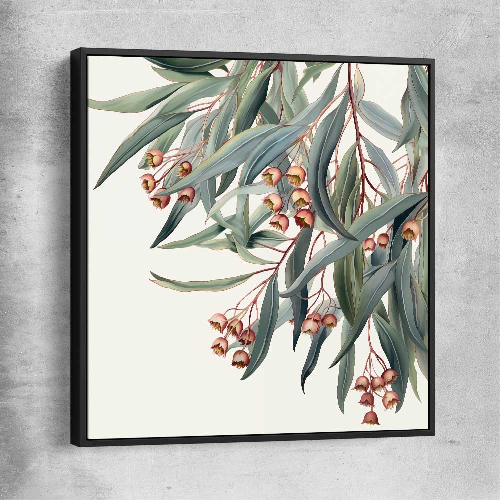Floral print of Eucalyptus Illustration with black framed canvas