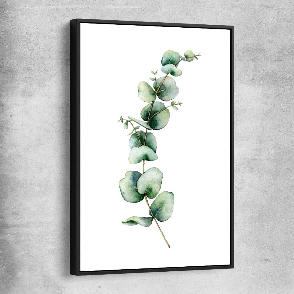 Floral print of Eucalyptus One with black framed canvas