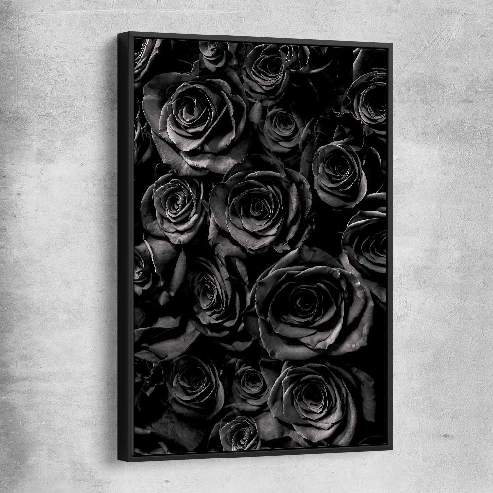 Floral print of Hidden Roses with black framed canvas