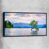 Floral print of Lake Wanaka Landscape with black framed canvas