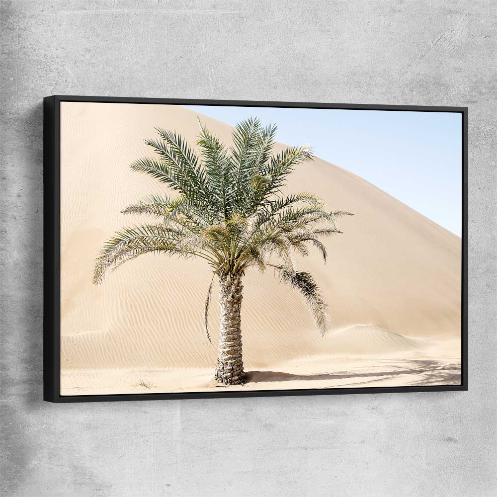 Floral print of Liwa Dunes with black framed canvas