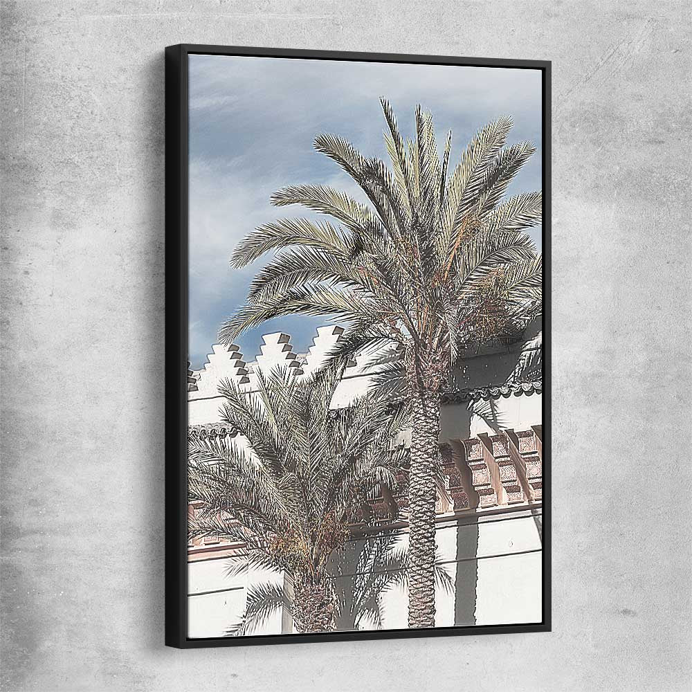 Floral print of Marrakesh Palms with black framed canvas