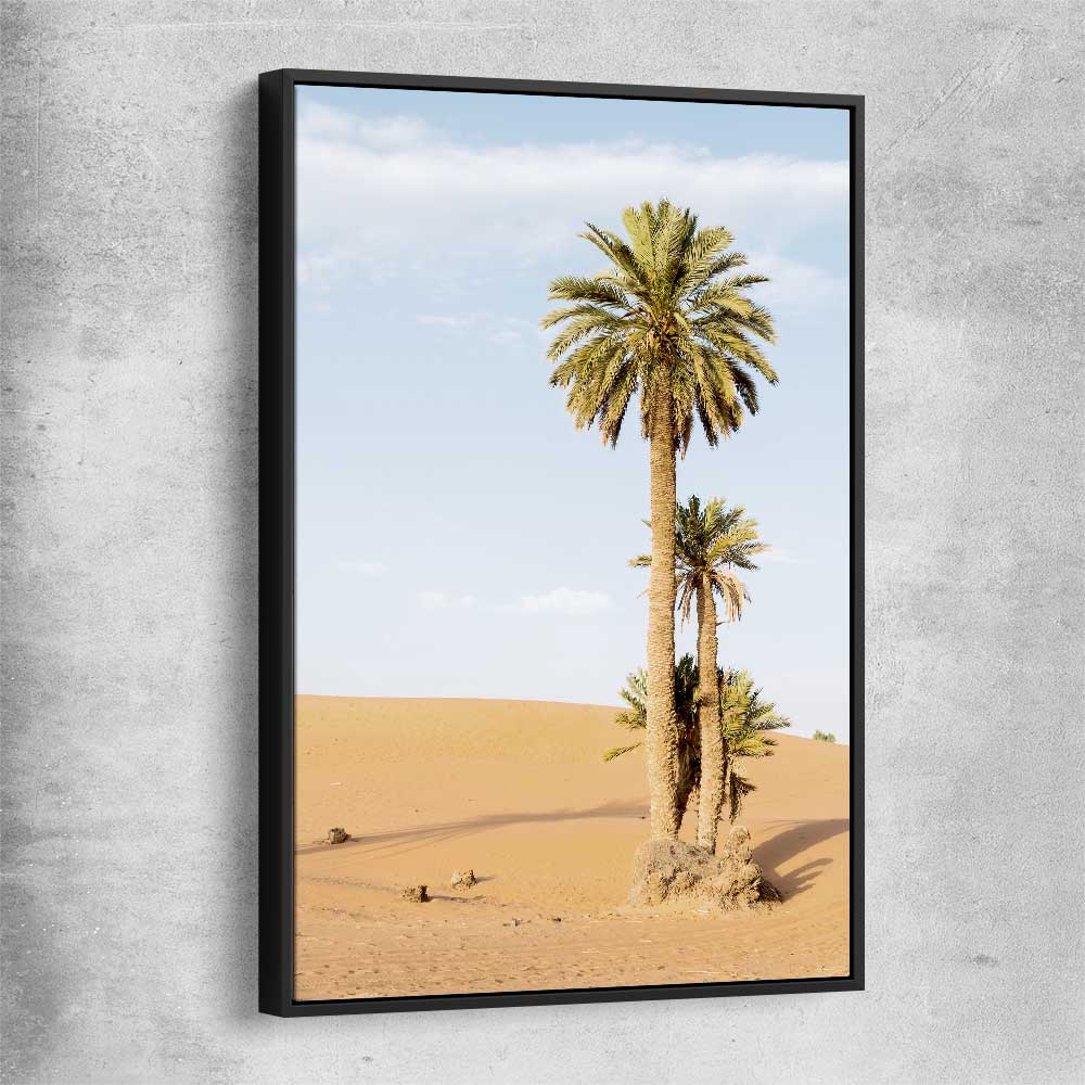 Floral print of Moroccan Palms with black framed canvas