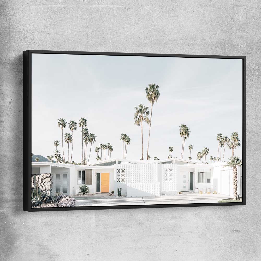 Floral print of Palm Springs with black framed canvas