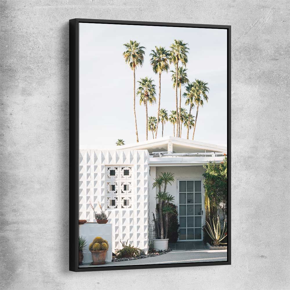 Floral print of Palm Springs Sky with black framed canvas