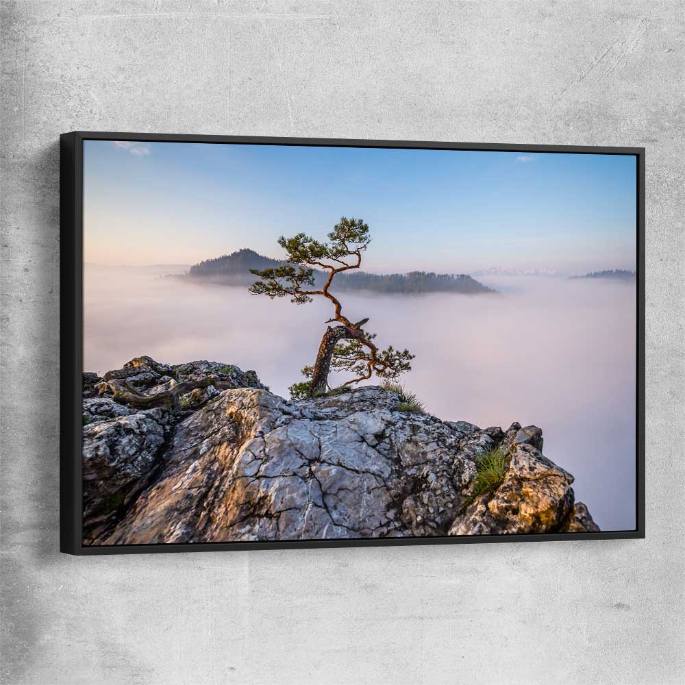 Floral print of Sokolica Peak Poland with black framed canvas