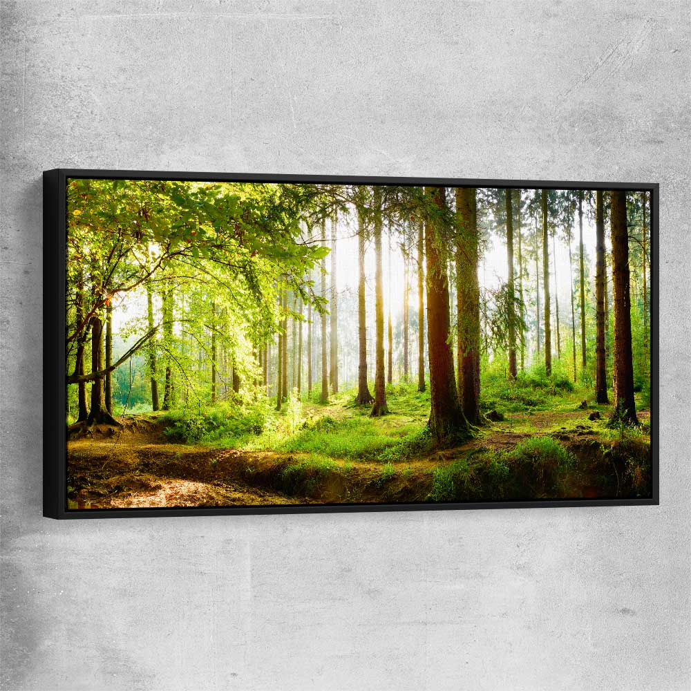 Floral print of Spring Forest with black framed canvas