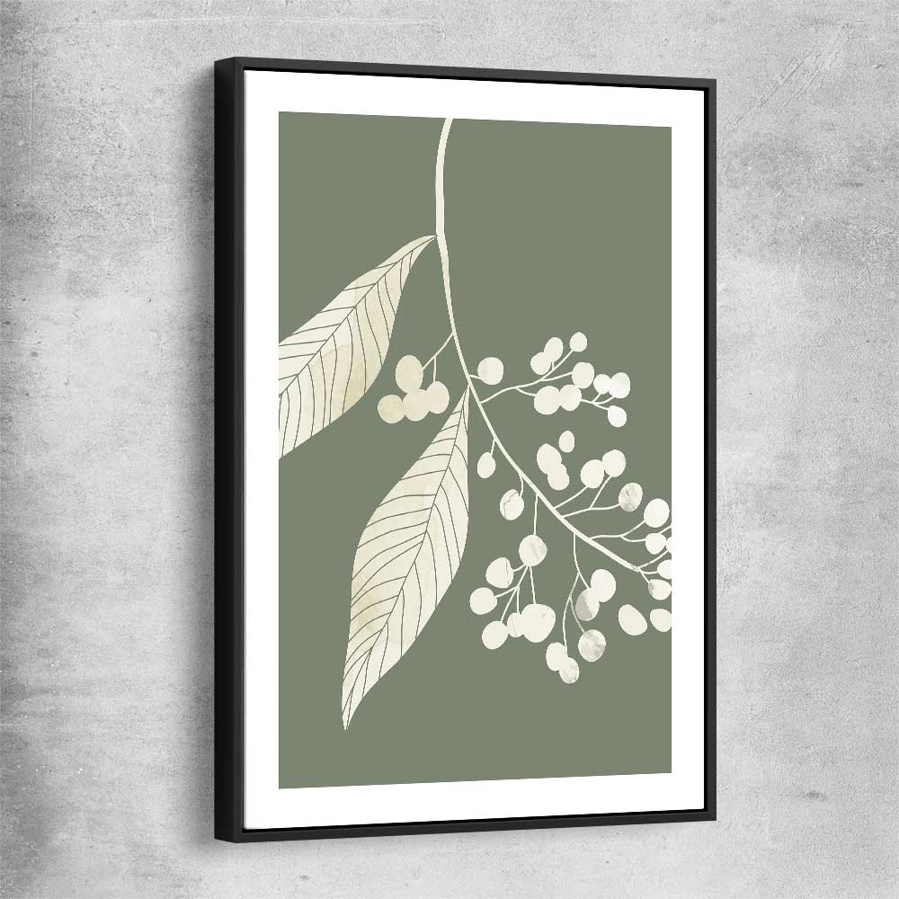 Floral print of Vintage Floral One with black framed canvas