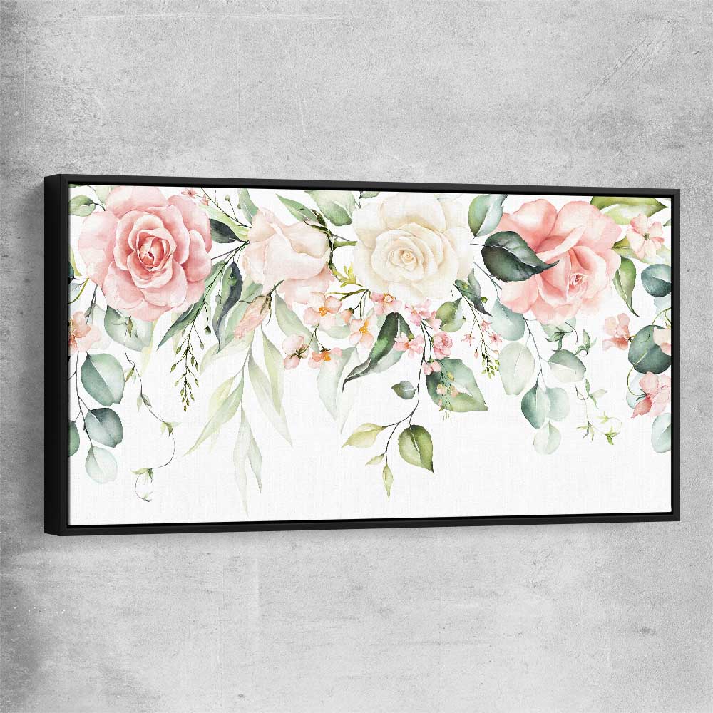 Floral print of Vivid Blossom with black framed canvas