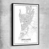 Adelaide City black framed canvas is a high quality print in our city skyline, travel prints and maps collection
