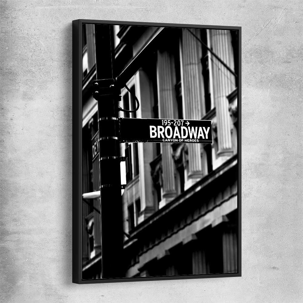 Broadway black framed canvas is a high quality print in our city skyline, travel prints and maps collection