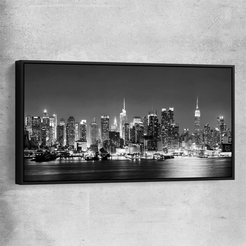 Midtown Manhattan black framed canvas is a high quality print in our city skyline, travel prints and maps collection