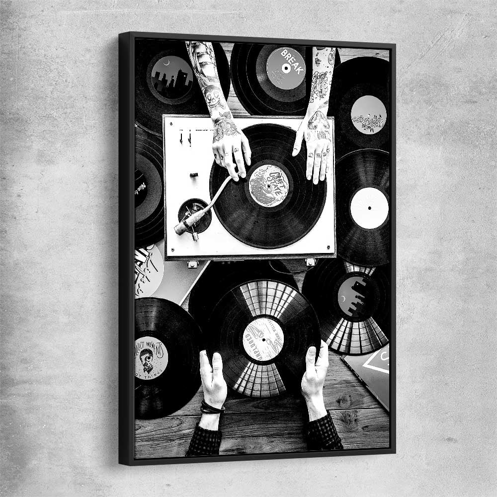 Music Vibes black framed canvas is a high quality print in our city skyline, travel prints and maps collection