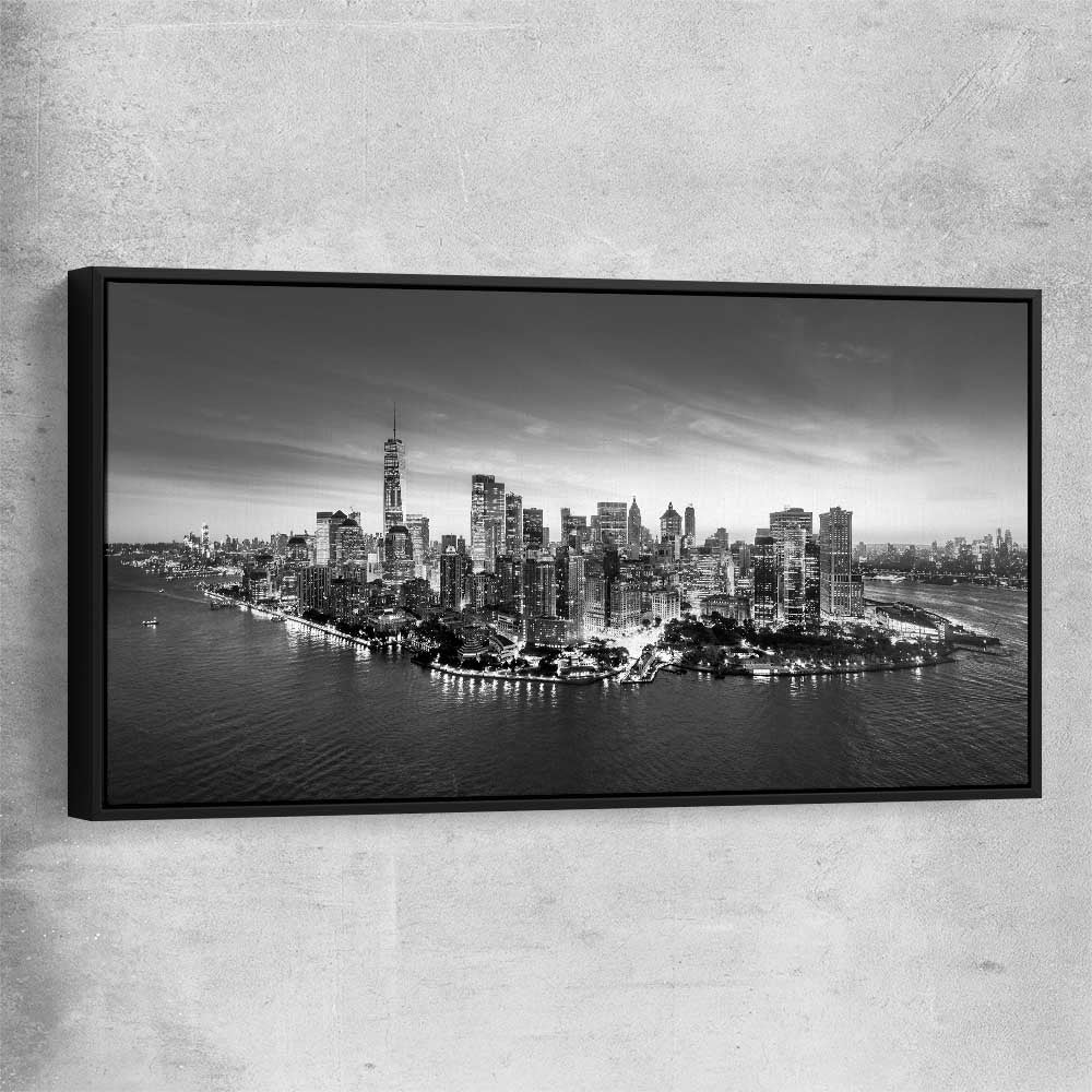 New York View black framed canvas is a high quality print in our city skyline, travel prints and maps collection