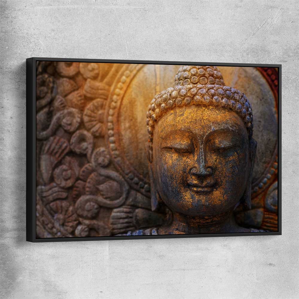 Rock Buddha black framed canvas is a high quality print in our city skyline, travel prints and maps collection