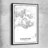 Singapore City black framed canvas is a high quality print in our city skyline, travel prints and maps collection