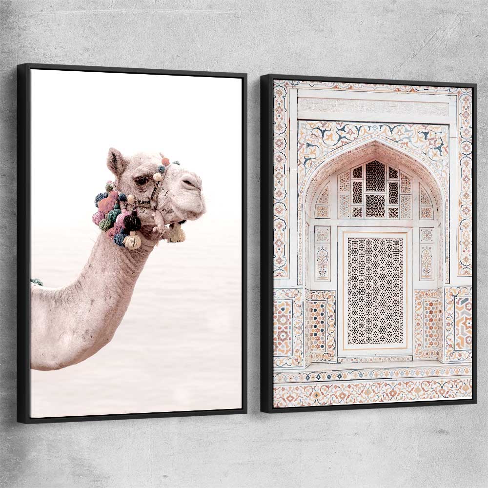 Taj in Arga Pair black framed canvas is a high quality print in our city skyline, travel prints and maps collection