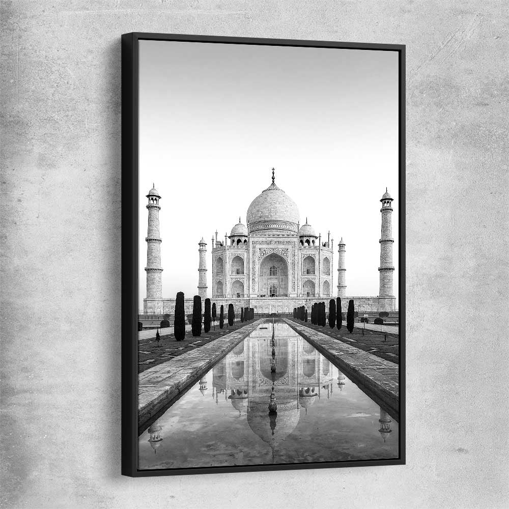 Taj Mahal black framed canvas is a high quality print in our city skyline, travel prints and maps collection