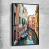 Venice Streets black framed canvas is a high quality print in our city skyline, travel prints and maps collection