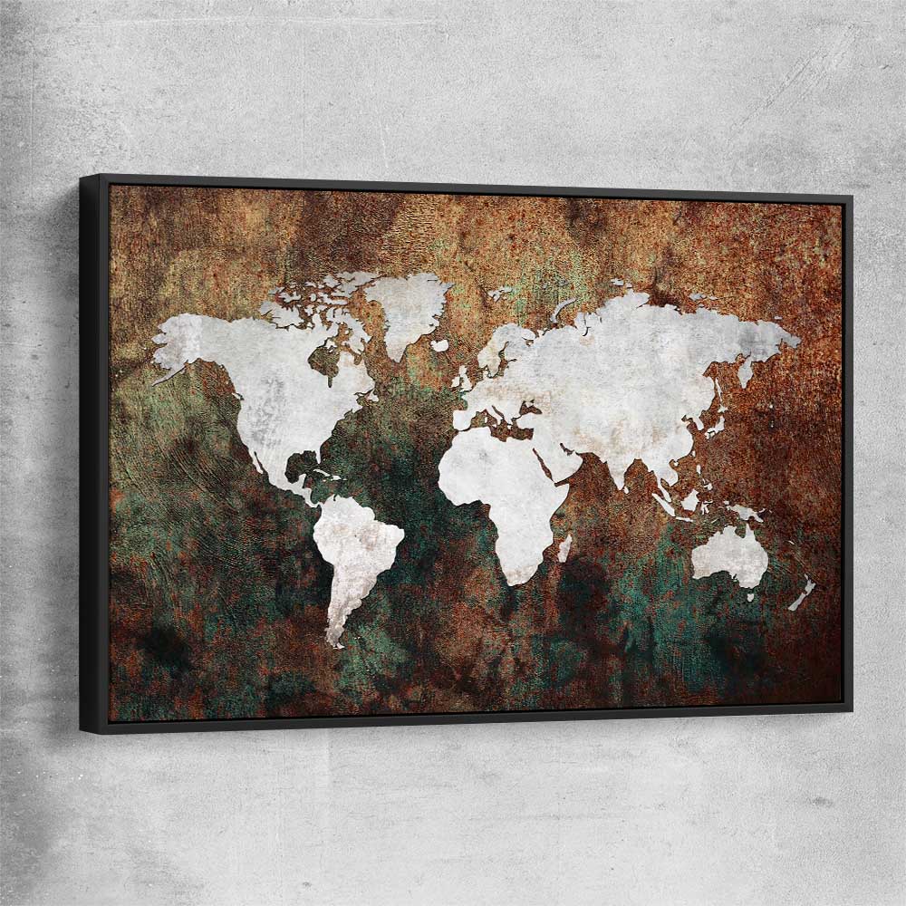 World Grunge black framed canvas is a high quality print in our city skyline, travel prints and maps collection