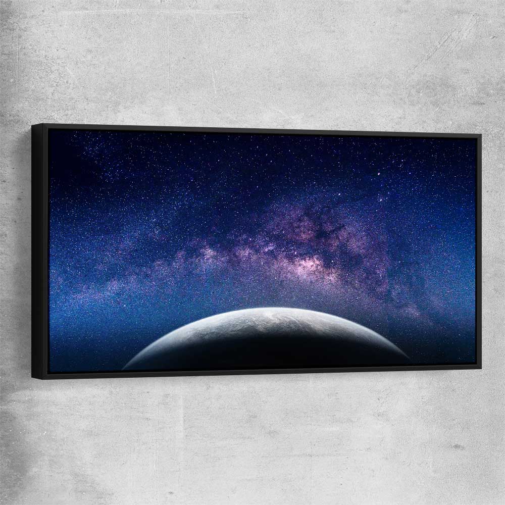 Space prints and wall art of Earth View with black framed canvas