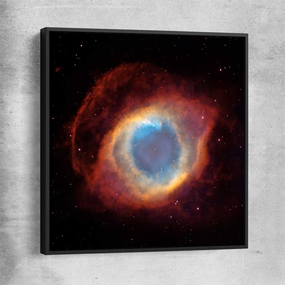 Space prints and wall art of Helix Nebula with black framed canvas