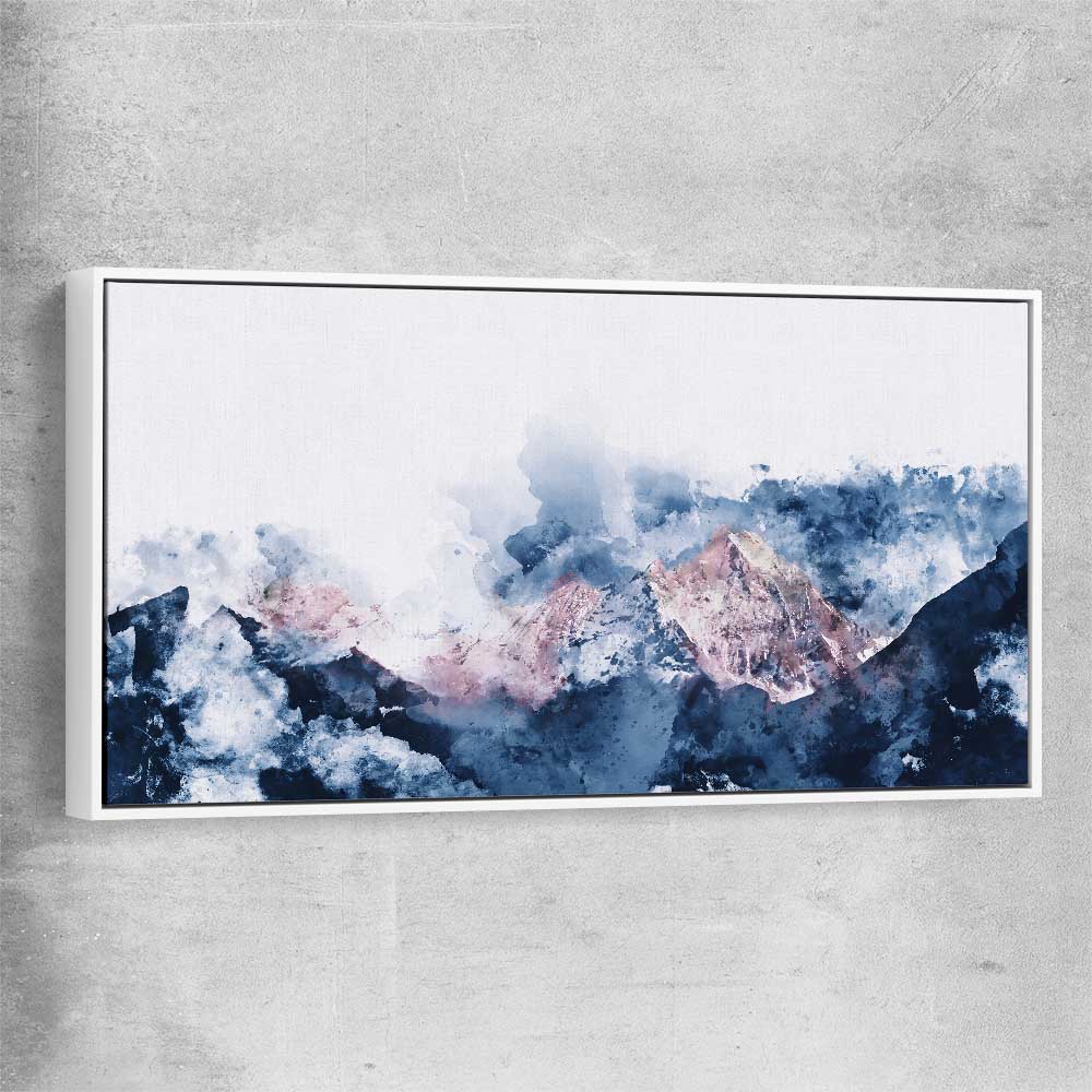 Abstract Mountains white framed canvas - part of our high quality canvas abstract wall art collection
