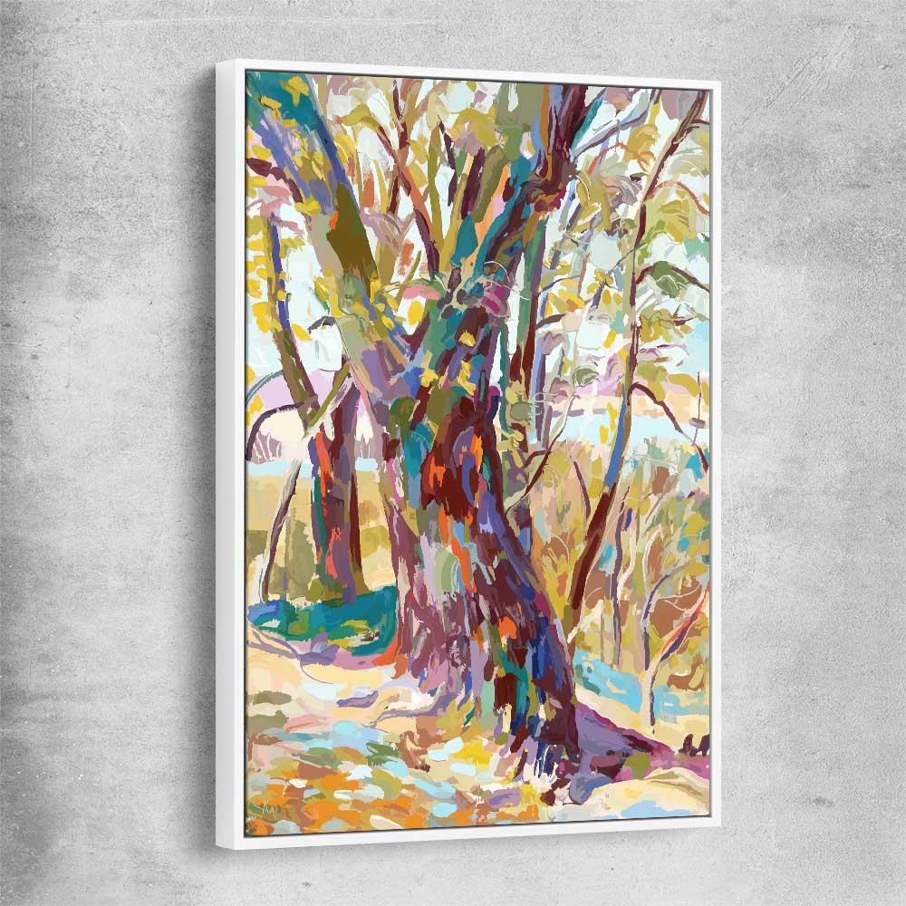 Autumn Leaves white framed canvas - part of our high quality canvas abstract wall art collection