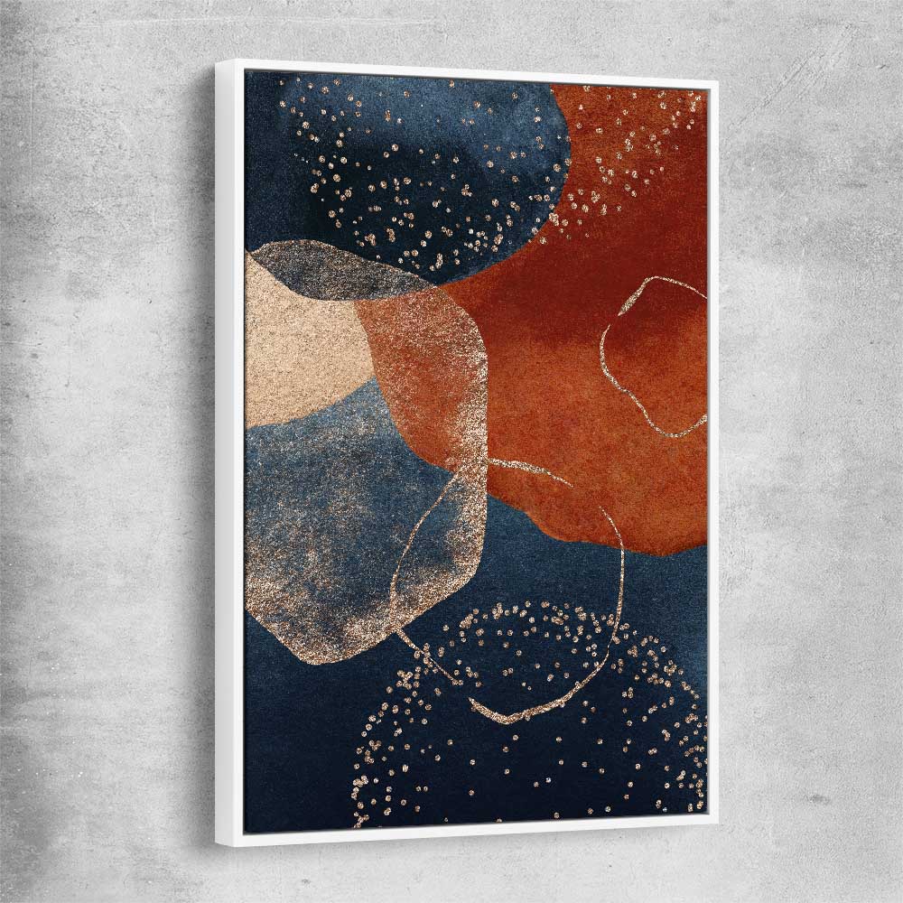Beige Navy One white framed canvas - part of our high quality canvas abstract wall art collection