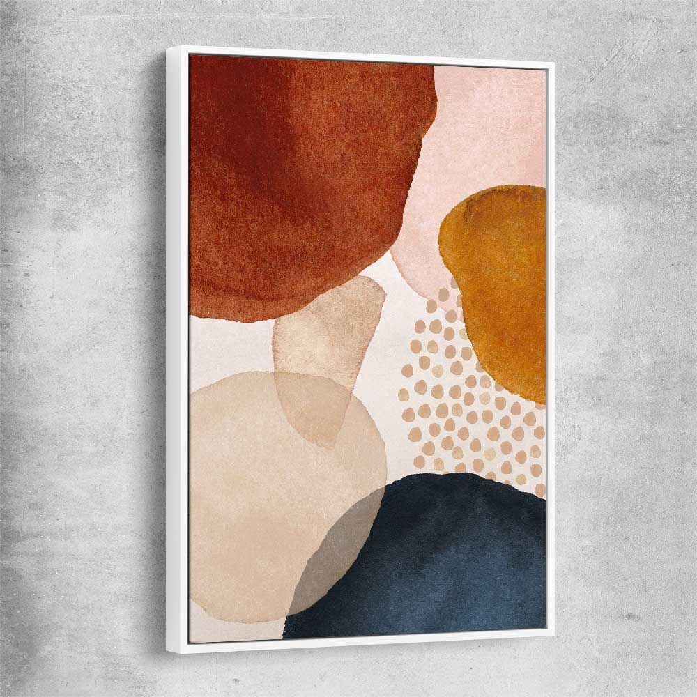 Beige Navy Three white framed canvas - part of our high quality canvas abstract wall art collection