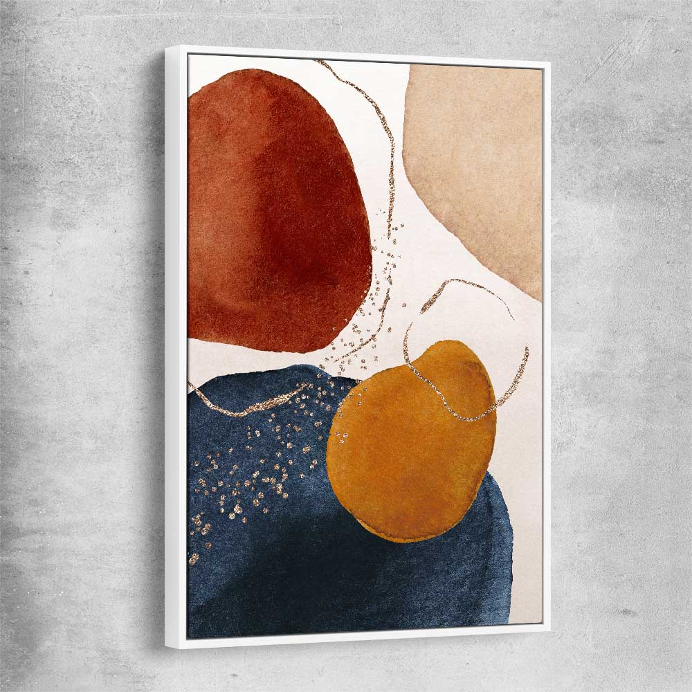 Beige Navy Two white framed canvas - part of our high quality canvas abstract wall art collection