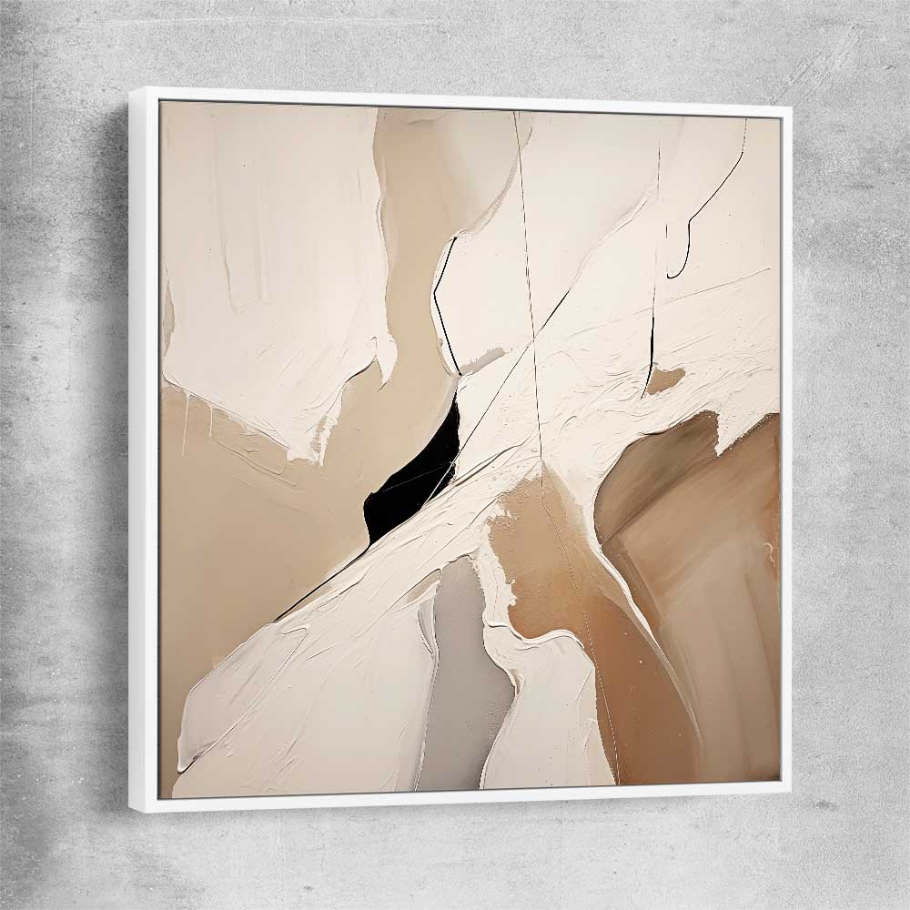 Beige Neutral white framed canvas - part of our high quality canvas abstract wall art collection