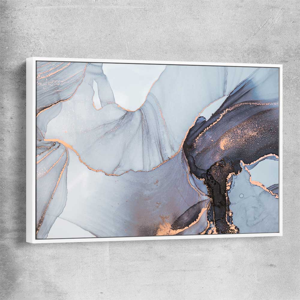 Blue Grains white framed canvas - part of our high quality canvas abstract wall art collection