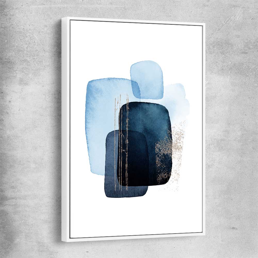 Blue Ivory One white framed canvas - part of our high quality canvas abstract wall art collection