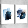 Blue Ivory Pair white framed canvas - part of our high quality canvas abstract wall art collection