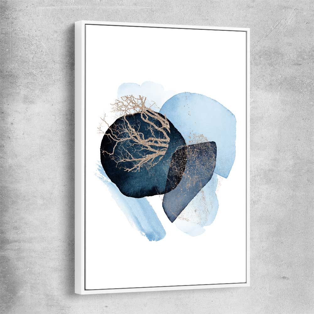 Blue Ivory Three white framed canvas - part of our high quality canvas abstract wall art collection