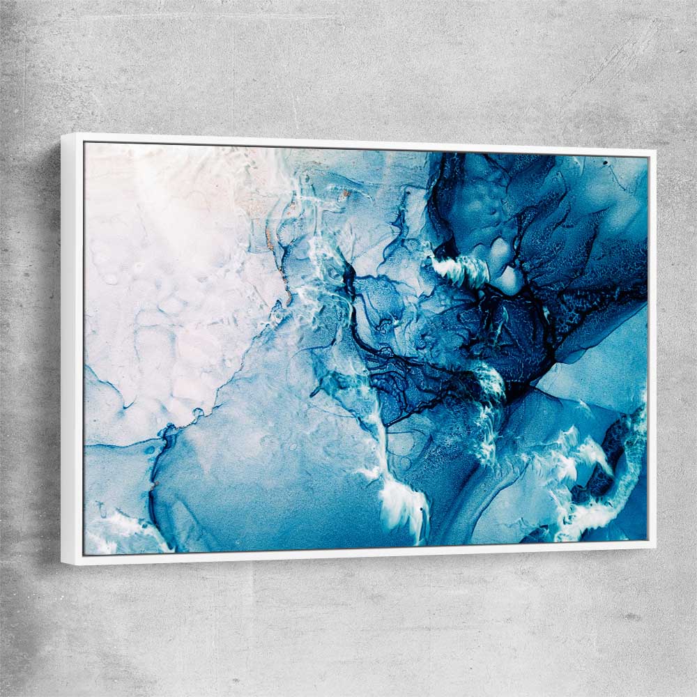 Blue Ripples white framed canvas - part of our high quality canvas abstract wall art collection