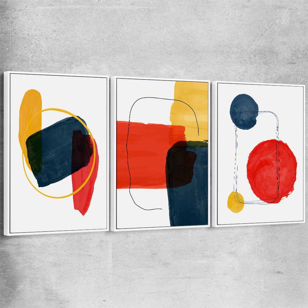 Bright Shapes Set white framed canvas - part of our high quality canvas abstract wall art collection