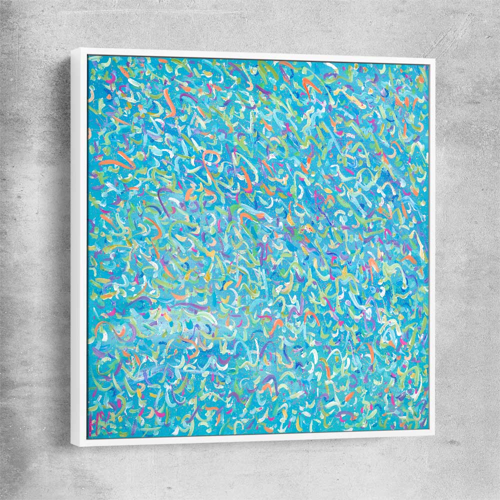Broken Molecules white framed canvas - part of our high quality canvas abstract wall art collection