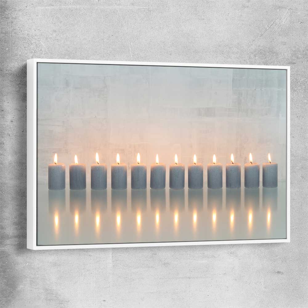 Candle Meditation white framed canvas - part of our high quality canvas abstract wall art collection