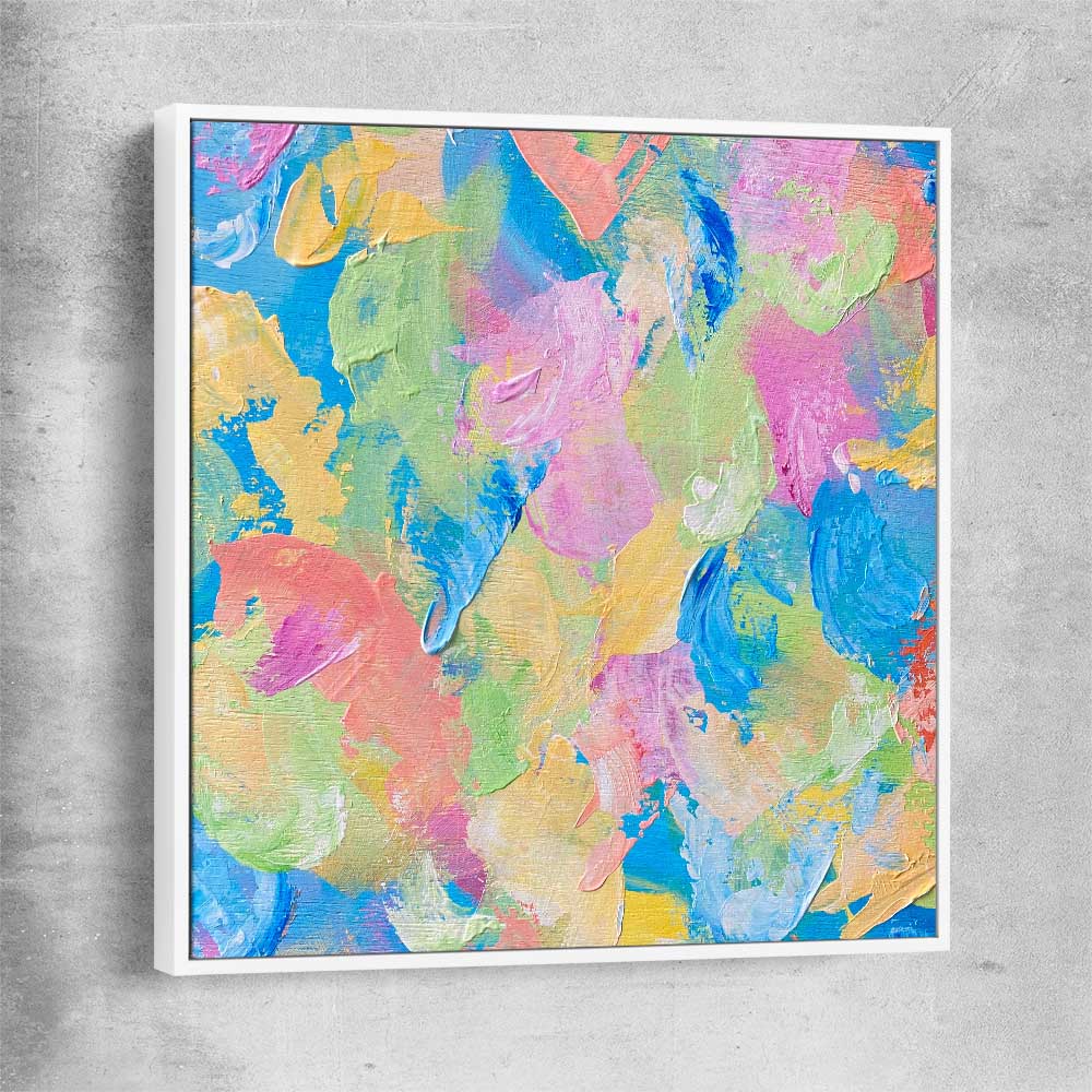 Colour Burst white framed canvas - part of our high quality canvas abstract wall art collection