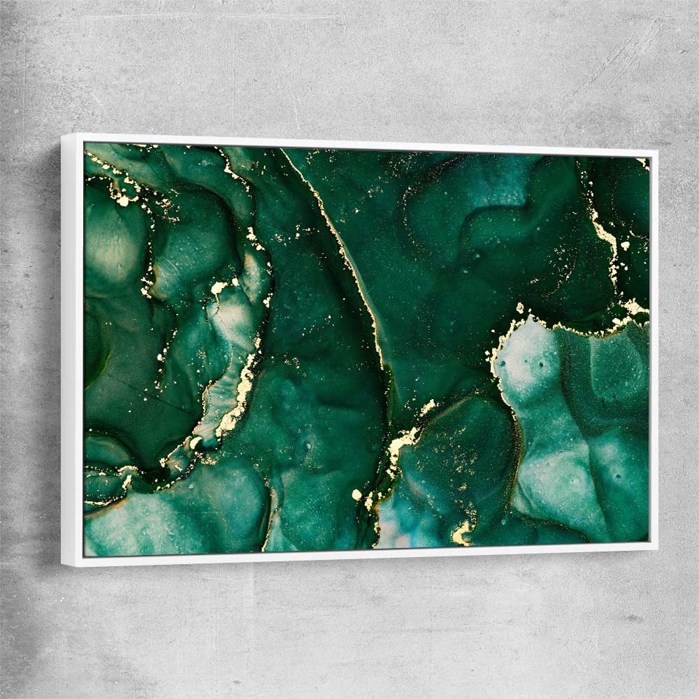 Deep Turquoise white framed canvas - part of our high quality canvas abstract wall art collection