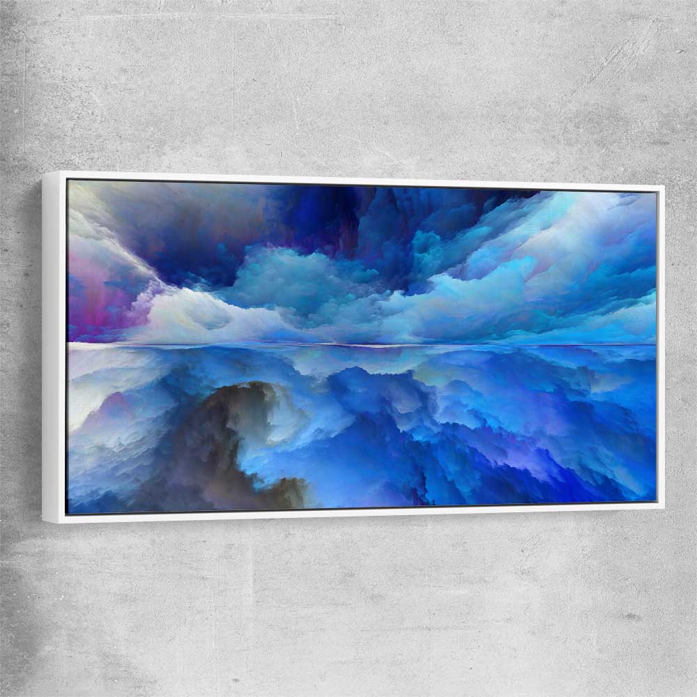 Emerging Blue Energy white framed canvas - part of our high quality canvas abstract wall art collection