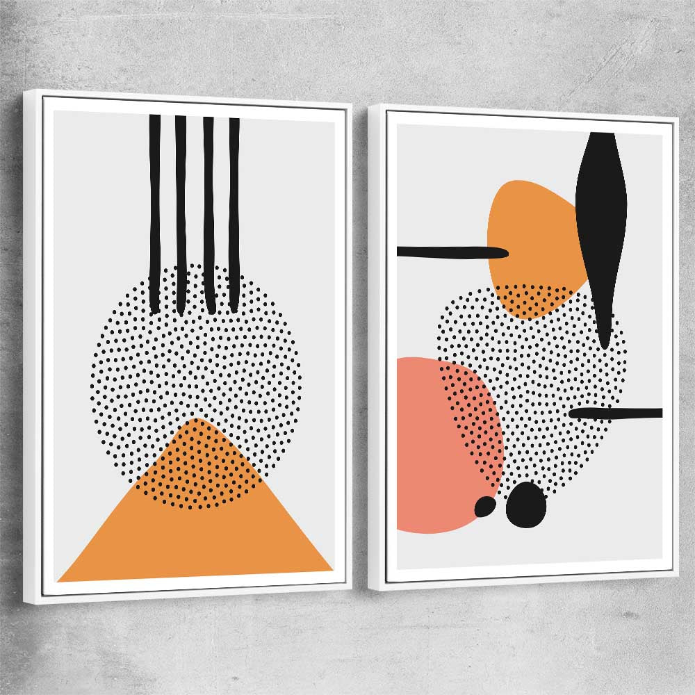 Formations Pair white framed canvas - part of our high quality canvas abstract wall art collection