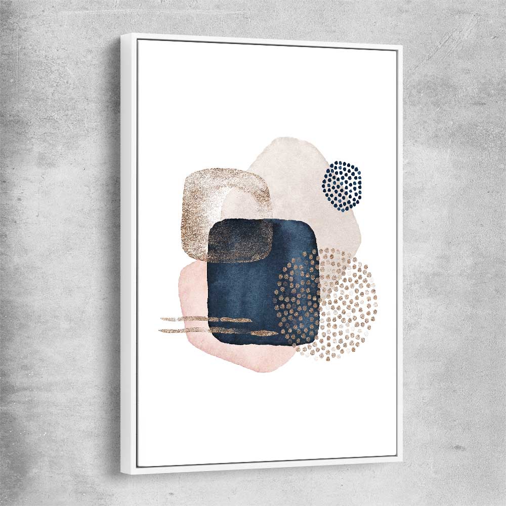 Geometric Dots white framed canvas - part of our high quality canvas abstract wall art collection