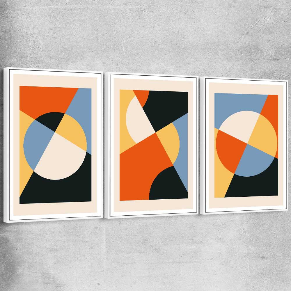 Geometry Burst Set white framed canvas - part of our high quality canvas abstract wall art collection