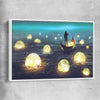 Glowing Moons white framed canvas - part of our high quality canvas abstract wall art collection