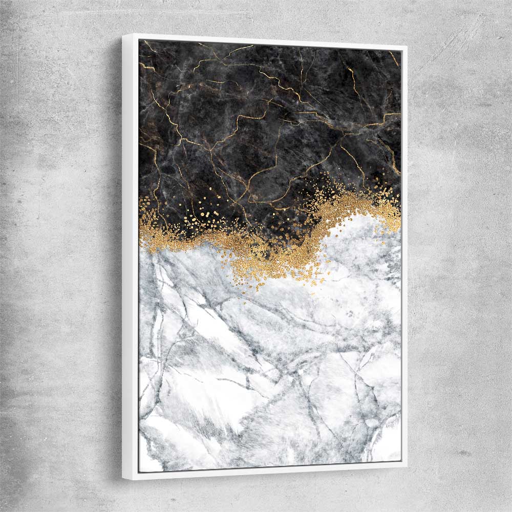 Golden Marble One white framed canvas - part of our high quality canvas abstract wall art collection