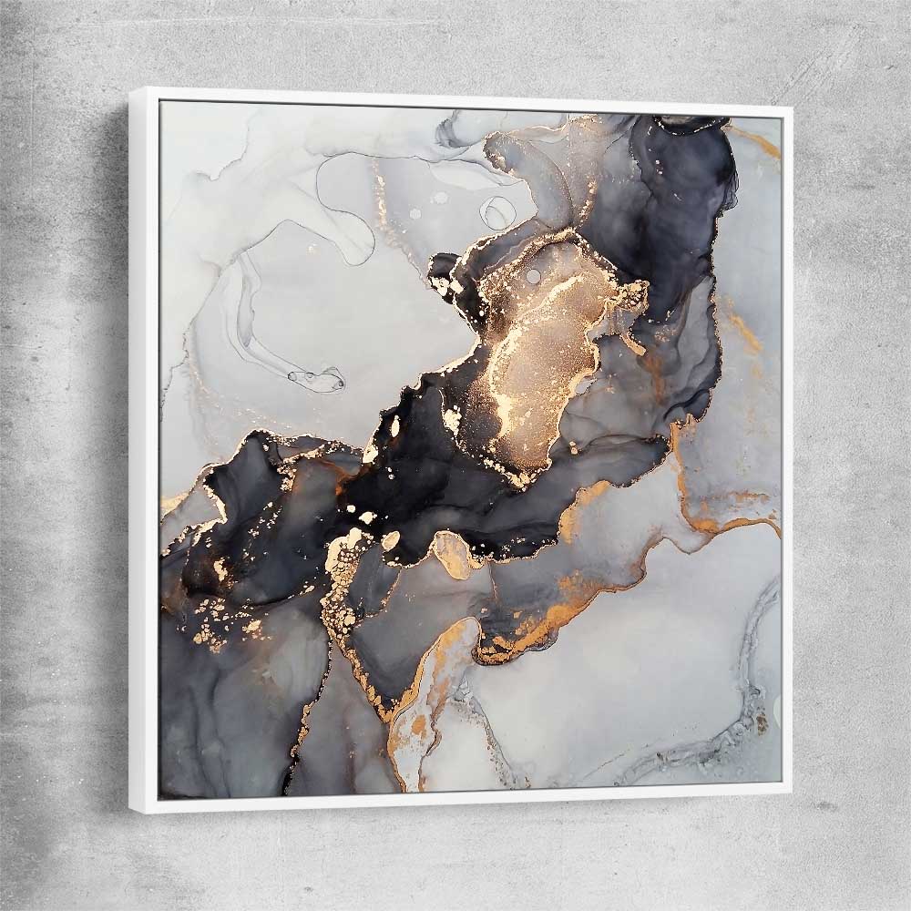 Golden Tones white framed canvas - part of our high quality canvas abstract wall art collection
